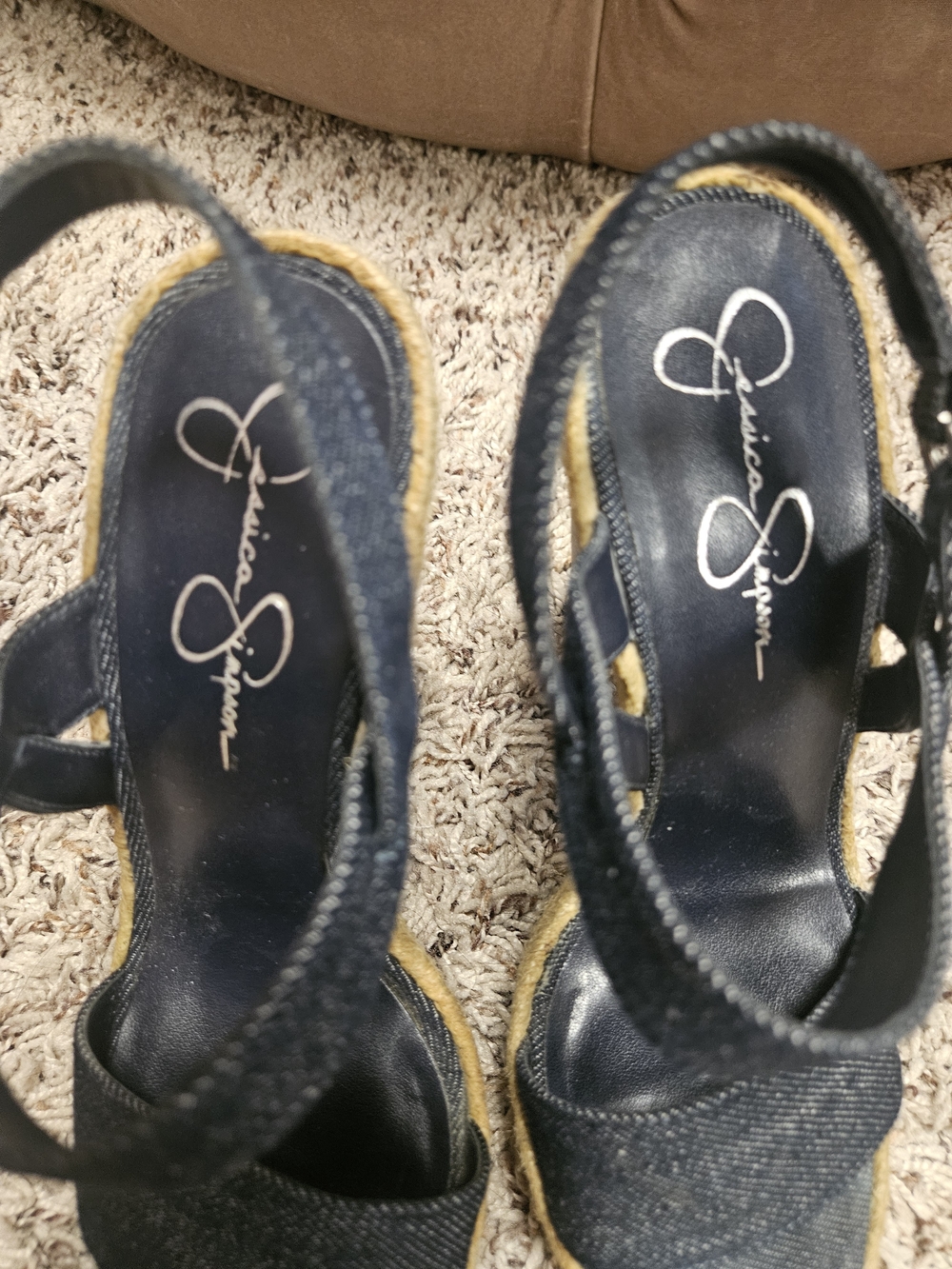 Jessica Simpson Navy Denim Espadrille Wedge Sandals - Picture 15 of 16